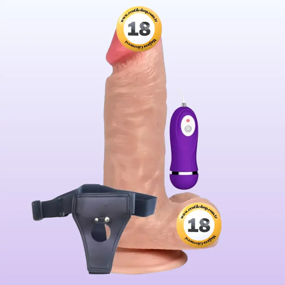 Shequ Dragon Strapon 17.5 cm Belden Bağlamalı Titreşimli Realistik Penis