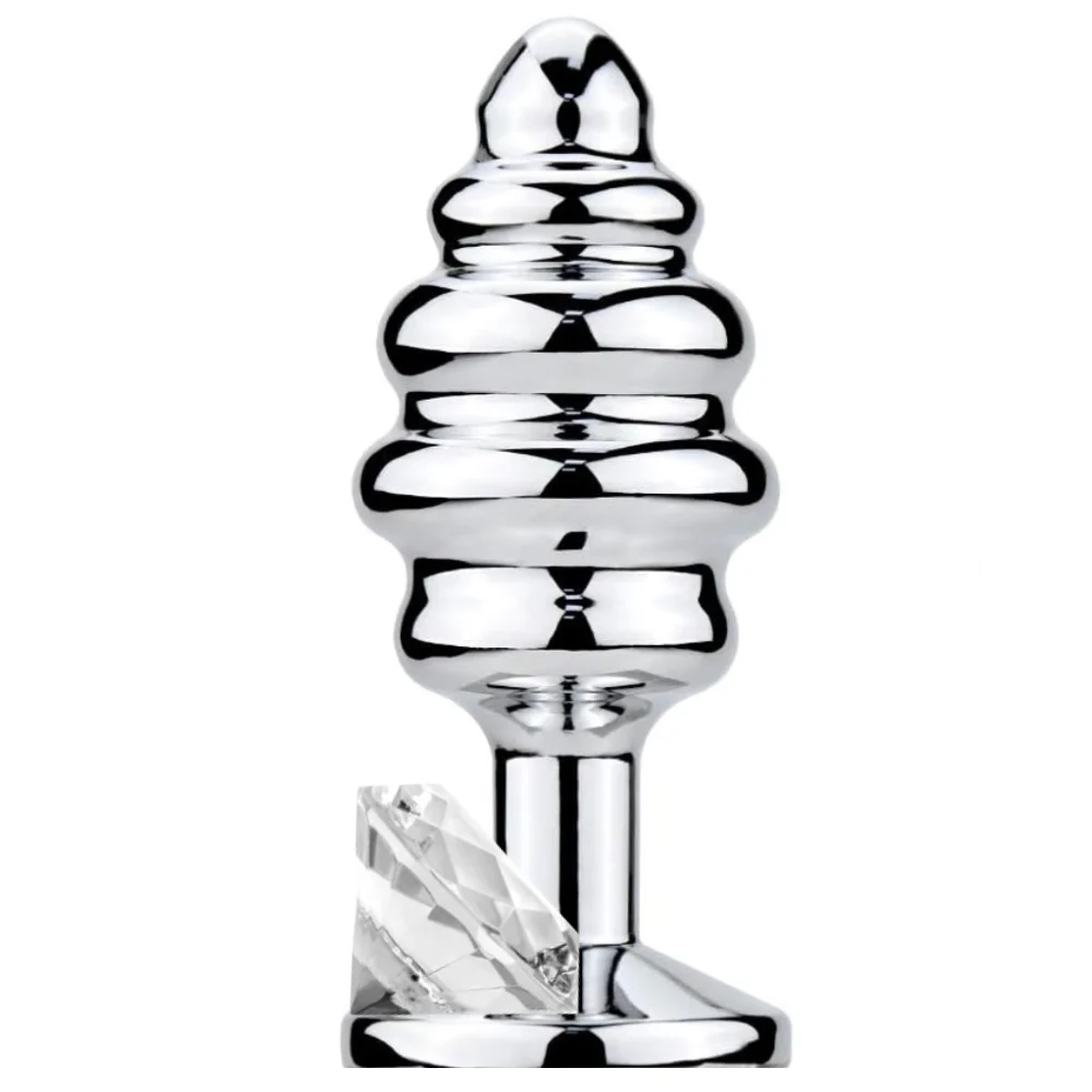 The Anal Play Silver Ribbed Boğumlu Metal Anal Plug Small-White