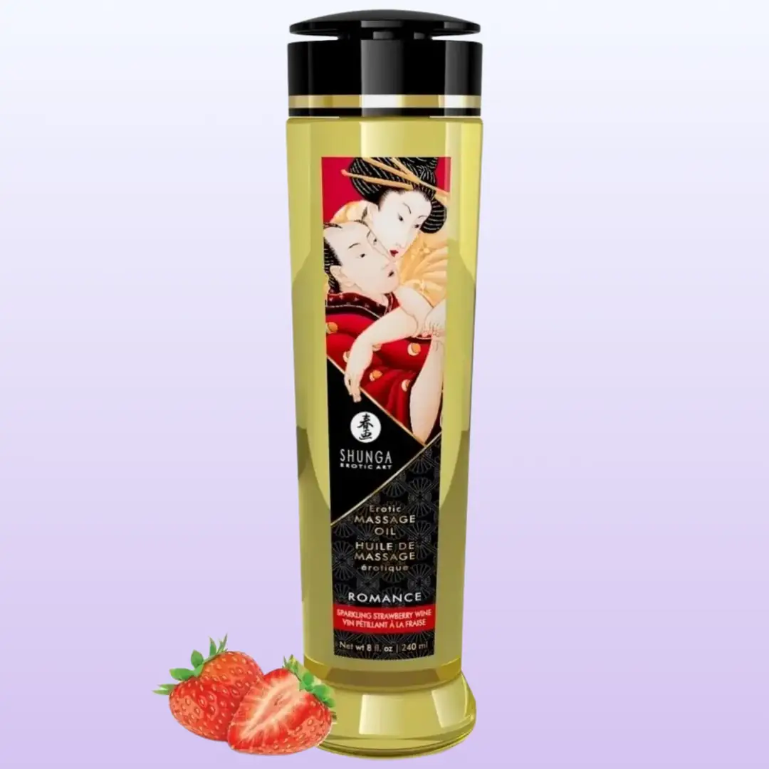 Shunga Massage Oil Sensation Çilek Aromalı Isıtmalı Masaj Yağı 240 Ml.