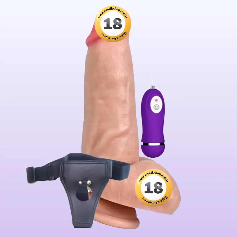 Shequ Red Eagle Strapon 16 cm Belden Bağlamalı Titreşimli Realistik Penis