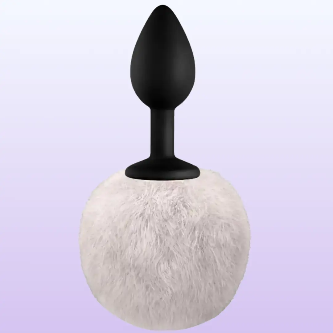The Anal Fantasy Luxury Black Silicone Bunny Tail White Kuyruklu Anal Plug