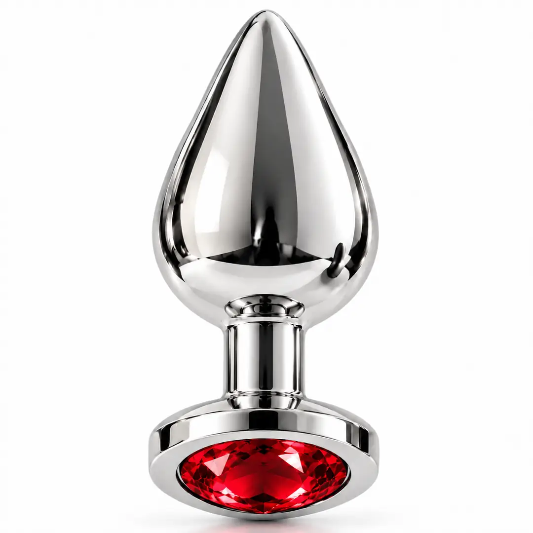 The Anal Fantasy Jewellery Silver Kırmızı Taşlı Metal Anal Plug-Medium