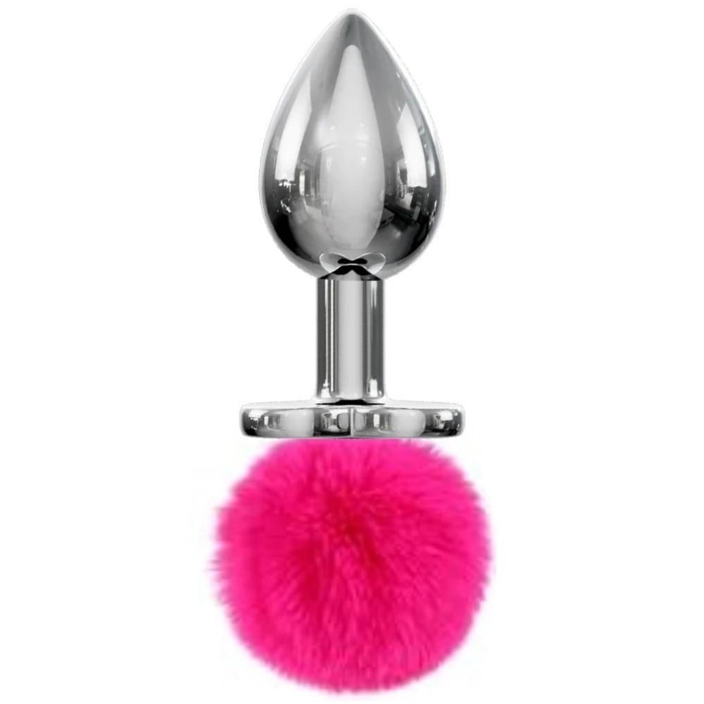 The Anal Fantasy Bunny Tail Peluşlu Metal Anal Plug - Pink