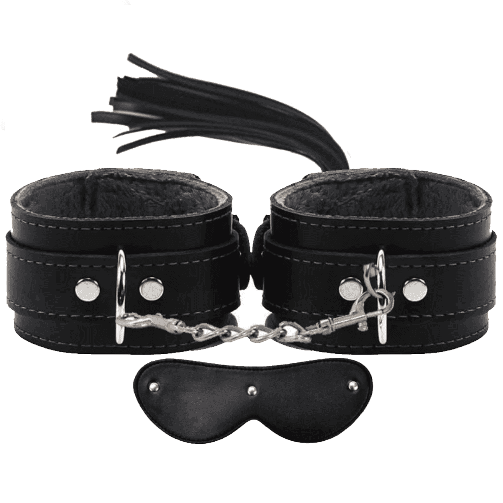 The Fetish Fantasy Series Cuffs 3 Pcs. Deri Fetiş Pozisyon Kelepçe Seti-Siyah