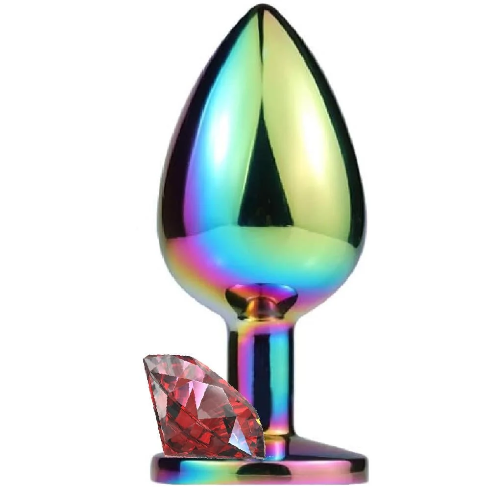 The Anal Fantasy Hot Cool Rainbow Metal Anal Plug Small-Red