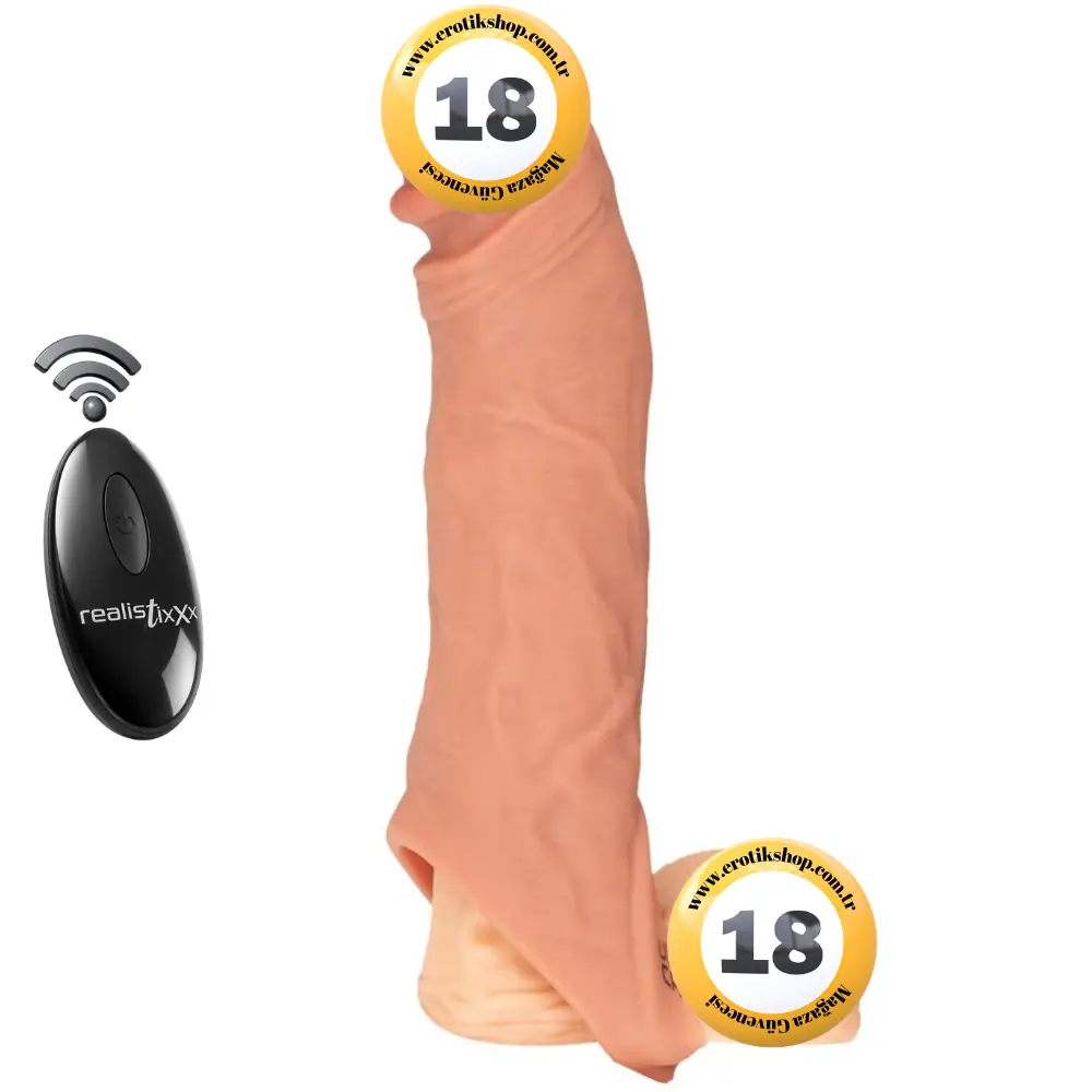 The Realistixxx Uzaktan Kumandalı Titreşimli ve Testis Halkalı Penis Kılıfı