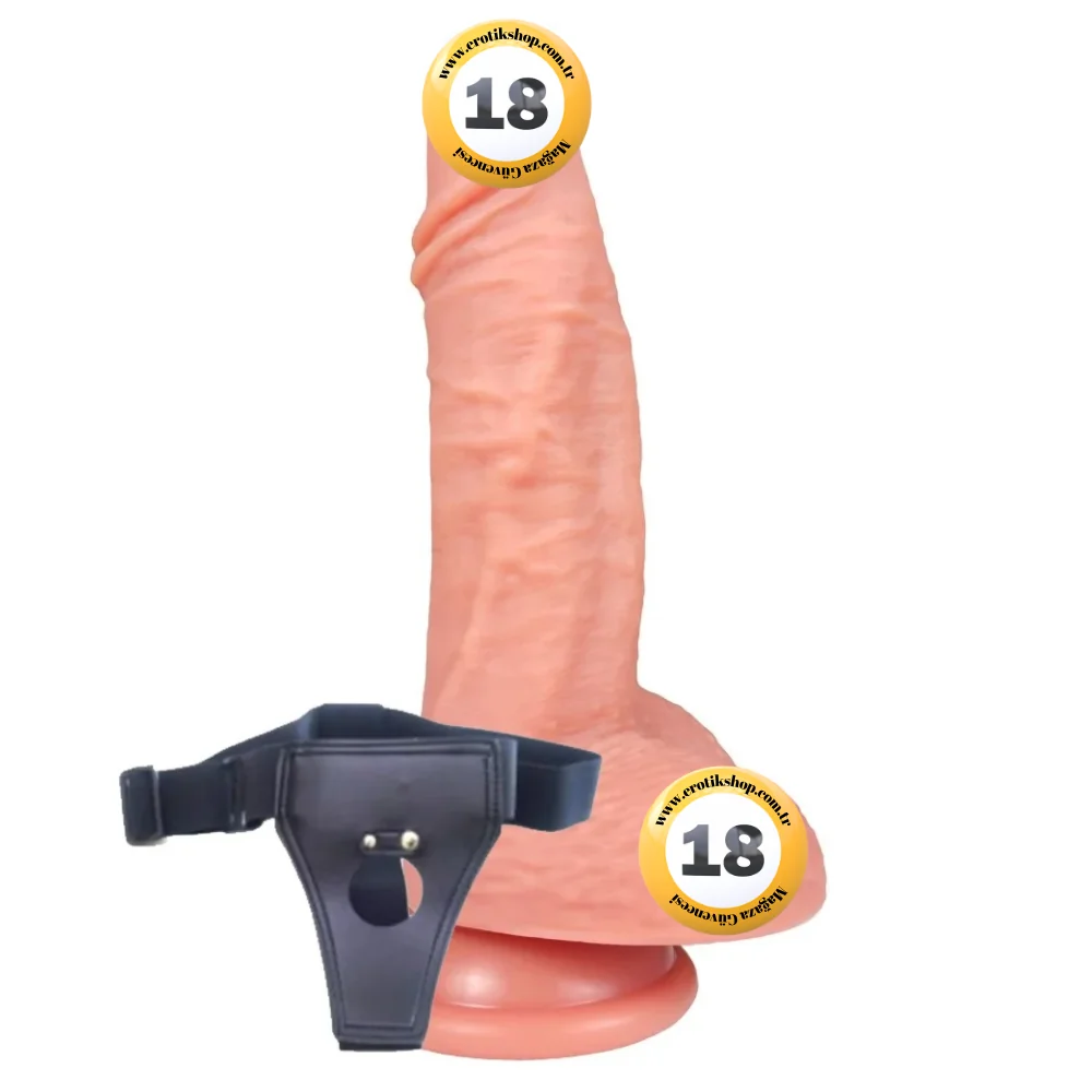 Shequ Ercules Belden Bağlamalı 22 Cm Et Dokulu Strapon Realistik Penis