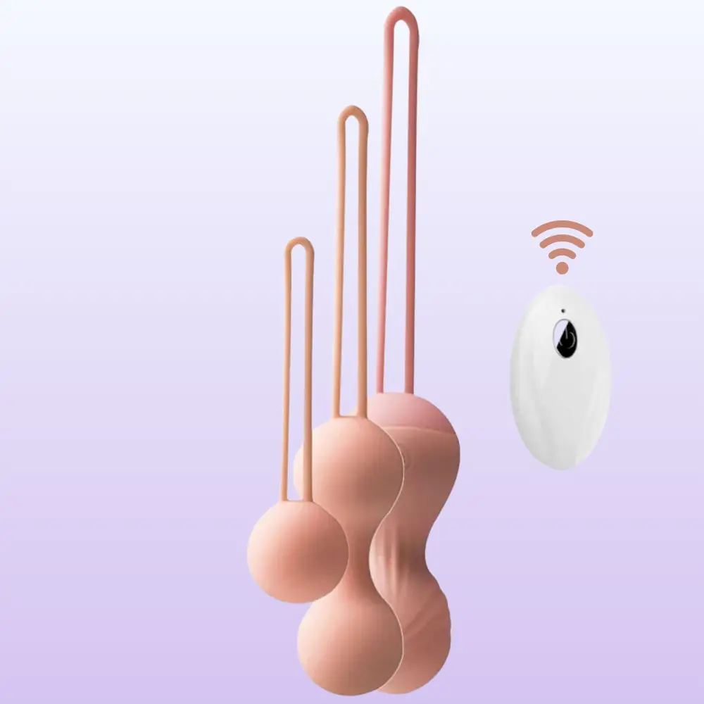 The Balls Exuis Set Uzaktan Kumanda Kegel Egzersiz Vibratörü-Cream