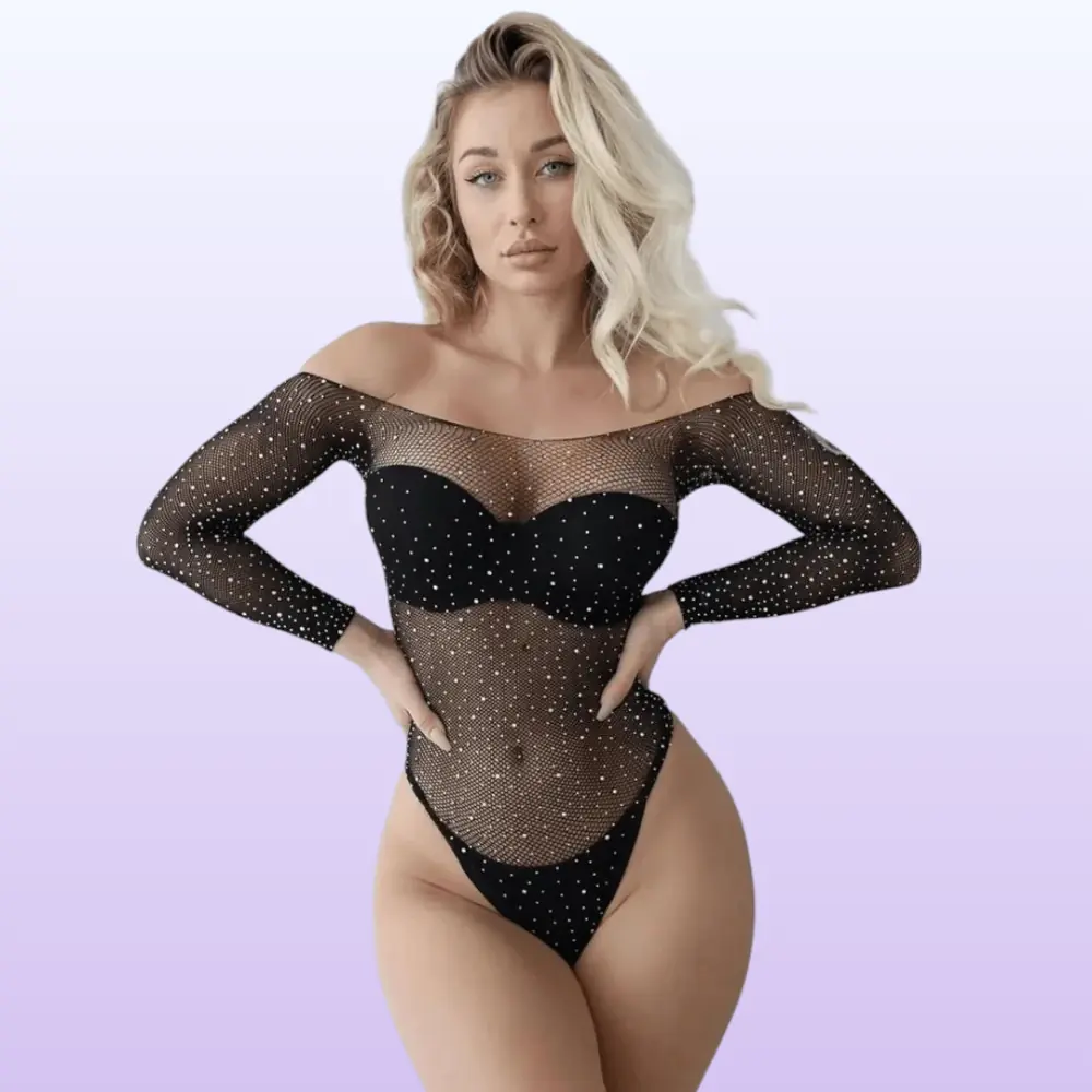 The Fantasy Wear Taşlı Bodysuit Seksi Vücut Çorabı