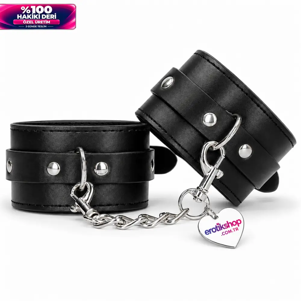 The Fetish Fantasy Series %100 Original Leather Gerçek Deri El Kelepçesi – Black