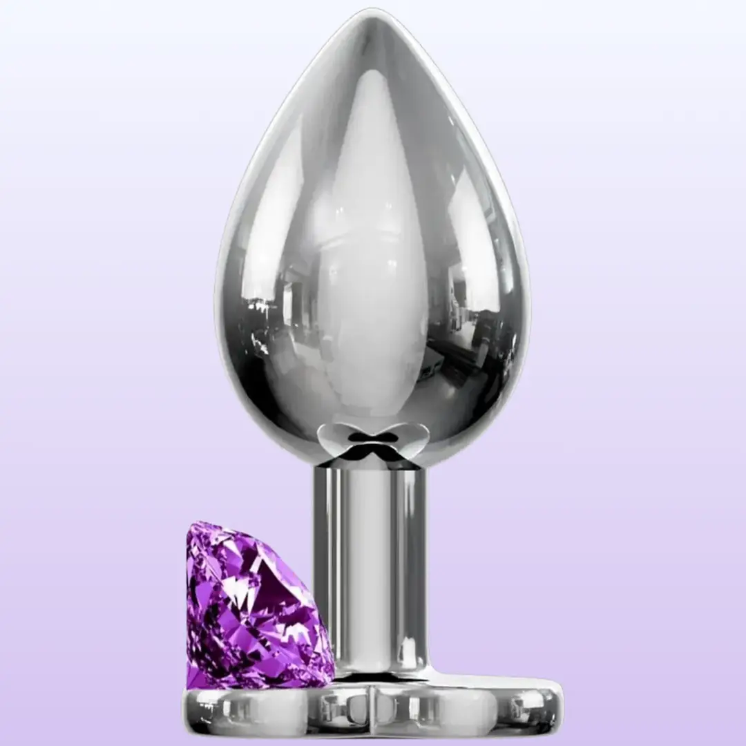 The Anal Fantasy Jewellery Silver K.Mor Taşlı Metal Anal Plug-Medium