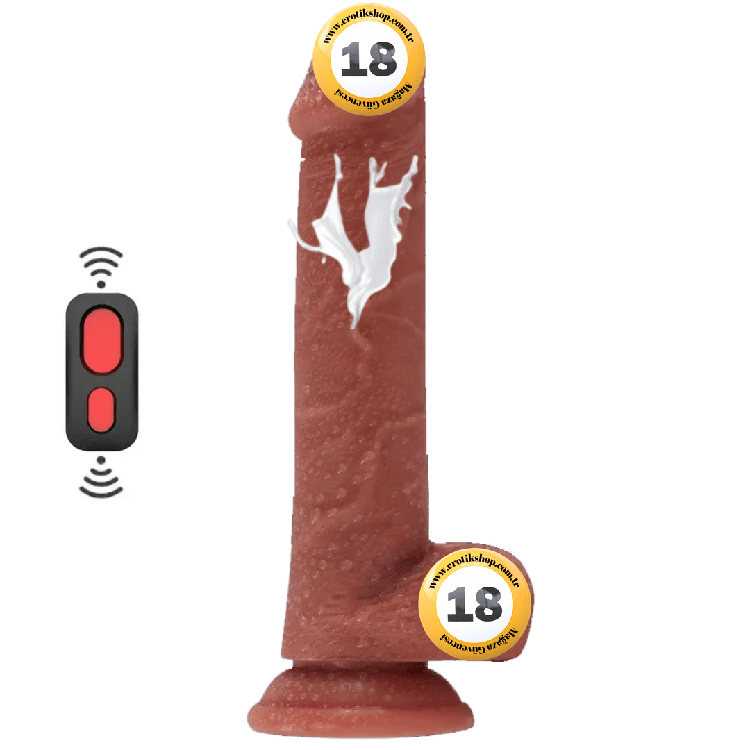 Shequ Dave Vibrating Dildo 21.5 Cm Boşalabilir ve Titreşimli Realistik Penis