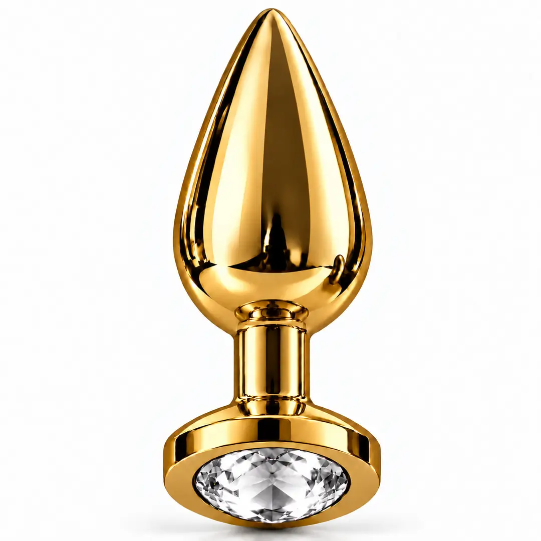 The Anal Fantasy Jewellery Gold Beyaz Taşlı Metal Anal Plug-Small