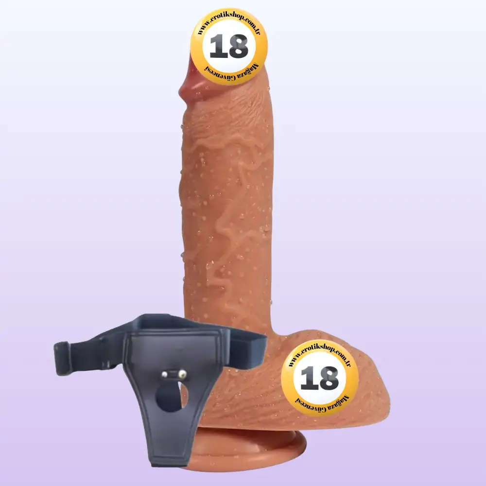 Shequ Dildo Series Buru Çift Katmanlı 22 cm Kemerli Realistik Penis