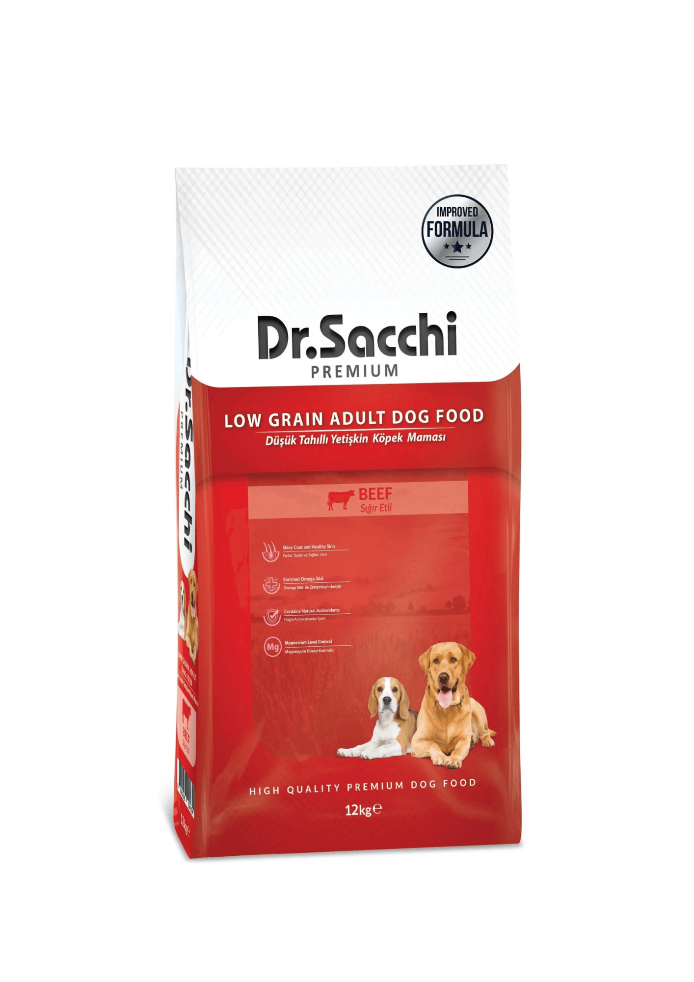 DR.SACCHI Düşük Tahıllı Sığır Etli Yetişkin Köpek Maması 12 Kg