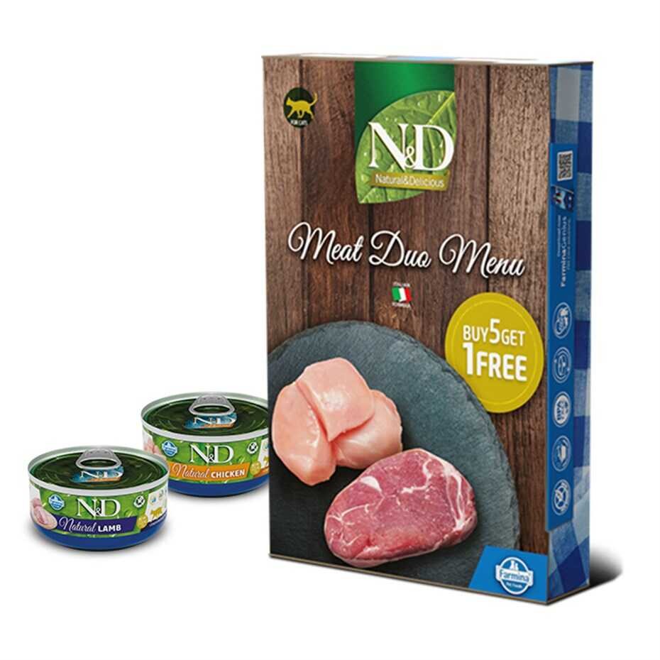 N&D Meat Duo Menu Etli Yetişkin Kedi Konservesi 6x70 Gr