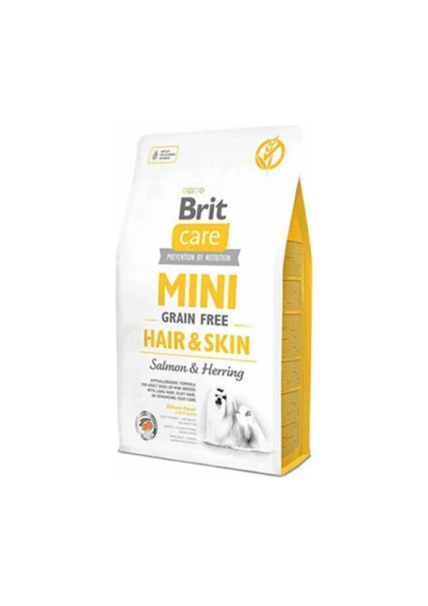 BRIT CARE Mini Hair & Skin Somonlu ve Ringa Balıklı Tahılsız Küçük Irk Yetişkin Köpek Maması 2 Kg