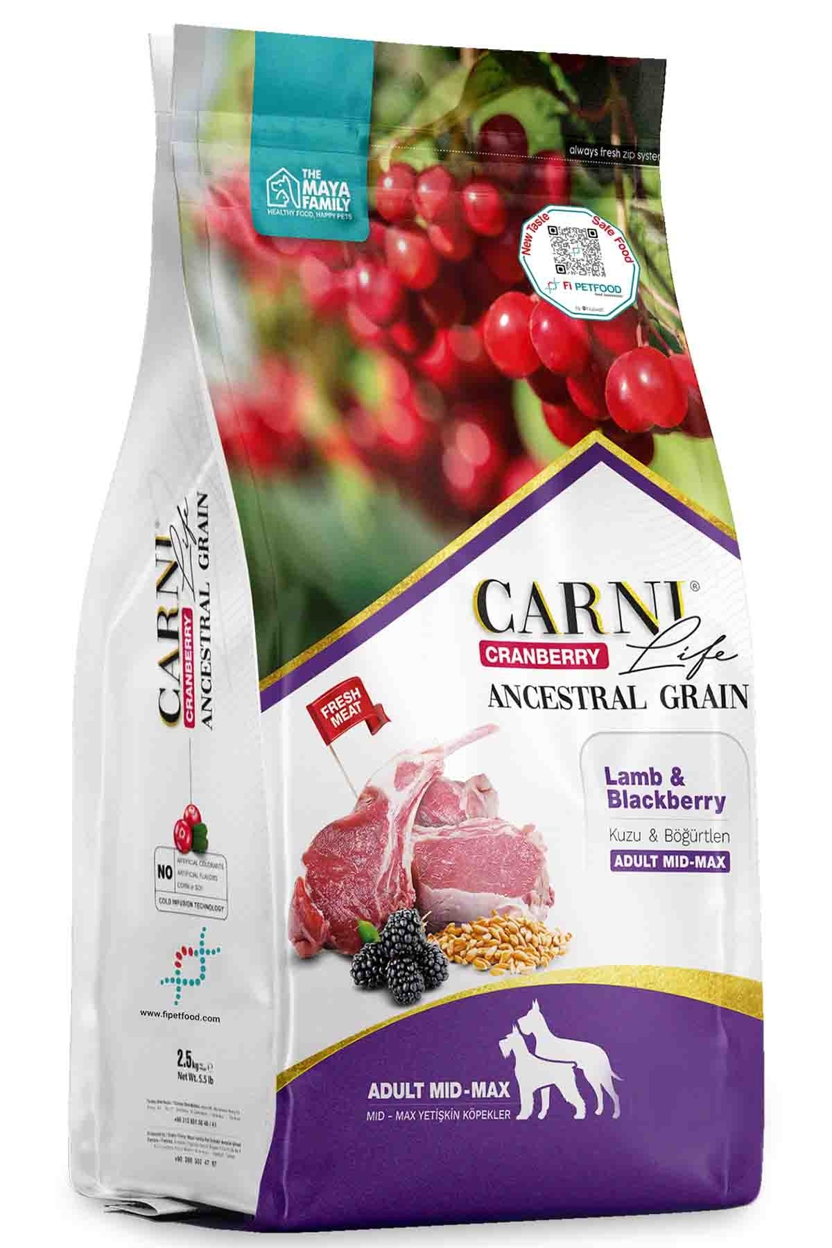 CARNI LIFE Cranberry Ancestral Grain Kuzulu ve Böğürtlenli Medium & Maxi Yetişkin Köpek Maması 12+3 Kg