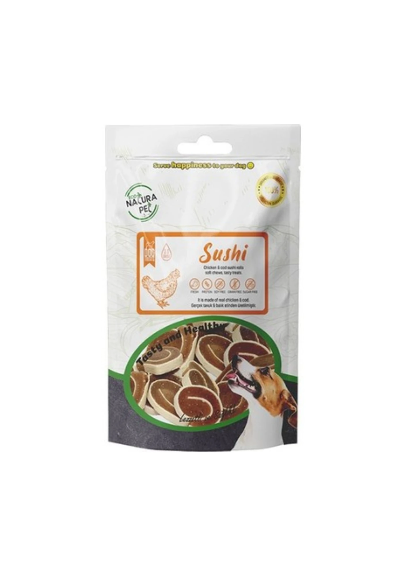 ECO NATURA Pet Sushi Yumuşak Tavuk Etli Yuvarlak Köpek Ödülü 100 Gr