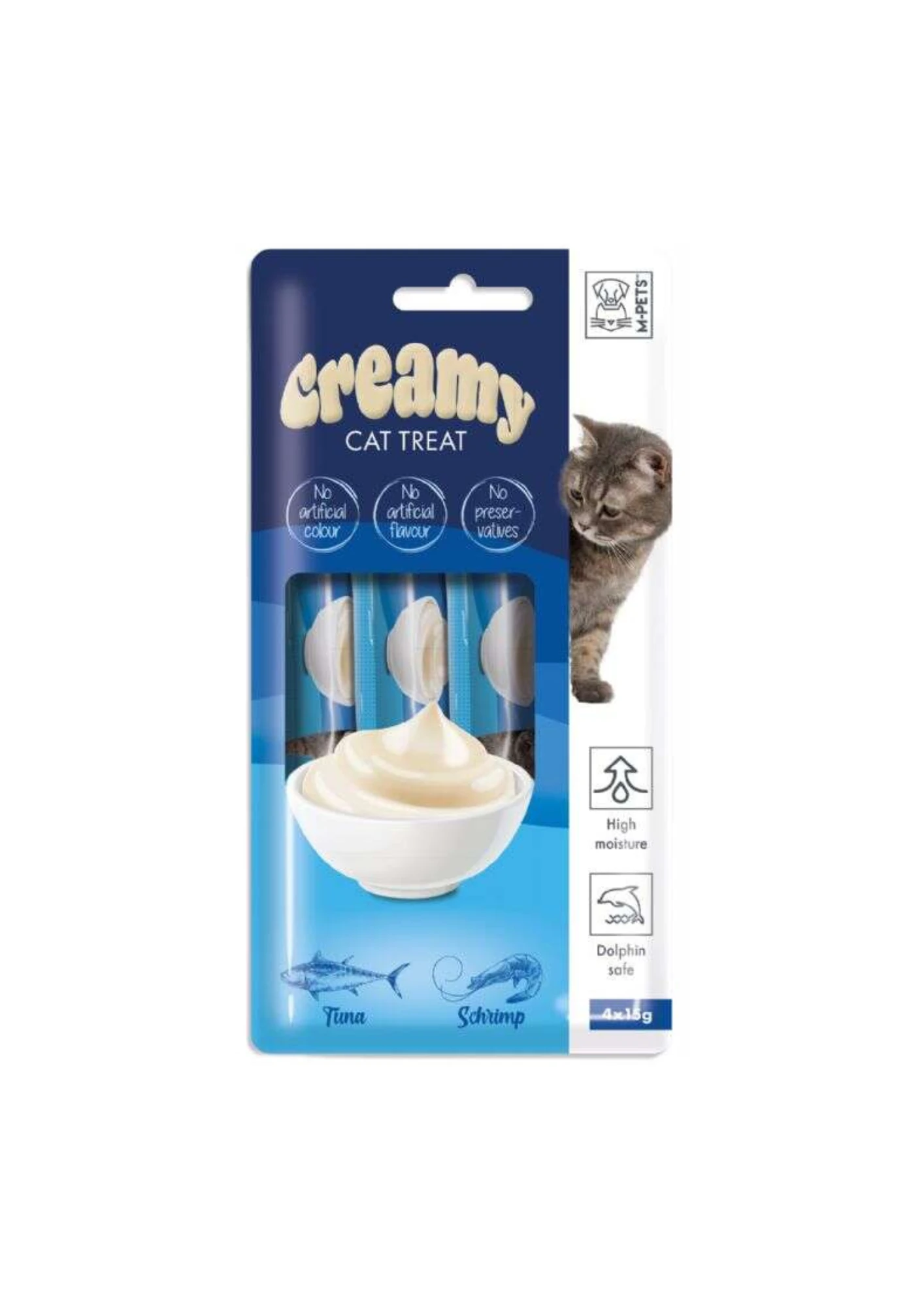 M-PETS Creamy Ton Balıklı Karidesli Kedi Ödülü 4X15 Gr