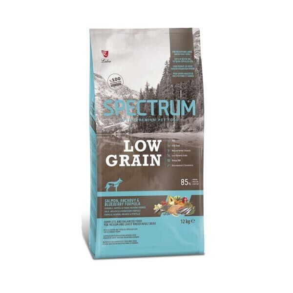 SPECTRUM Düşük Tahıllı Somonlu Hamsili, Yaban Mersinli Orta ve Büyük Irk Yetişkin Köpek Maması 12 Kg