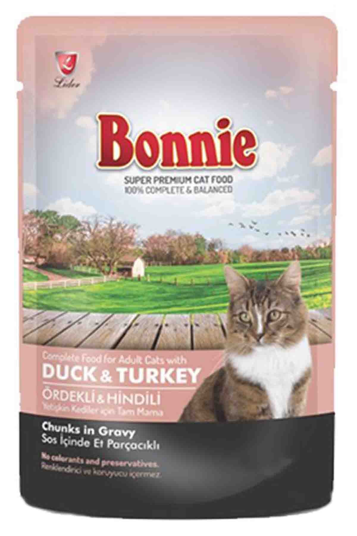 BONNIE Ördekli ve Hindili Gravy Pouch Yetişkin Kedi Konservesi 85 Gr