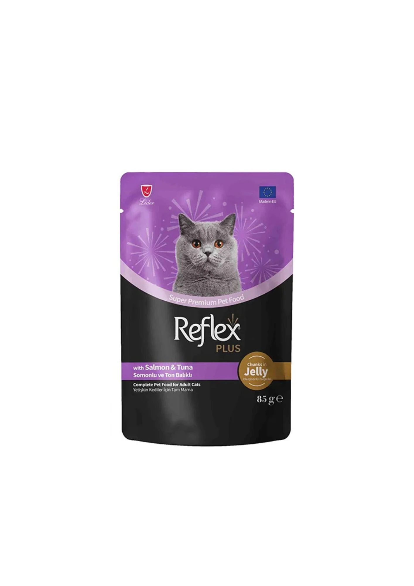 REFLEX PLUS Jole İçinde Et Parçacıklı Somonlu Ve Ton Balıklı Yetişkin Kedi Yaş Maması 85gr