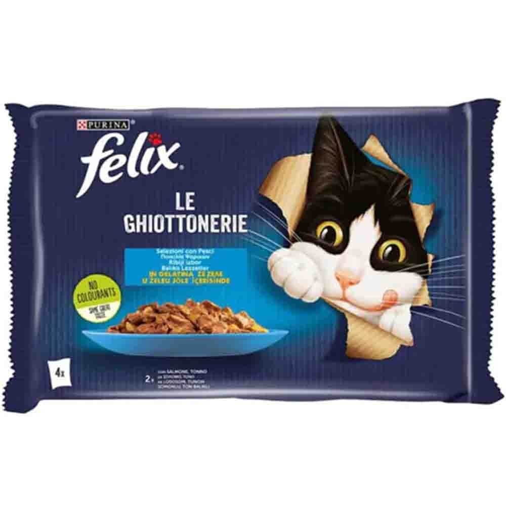 FELIX Multipack Somonlu ve Ton Balıklı Yetişkin Kedi Yaş Maması 4x85gr