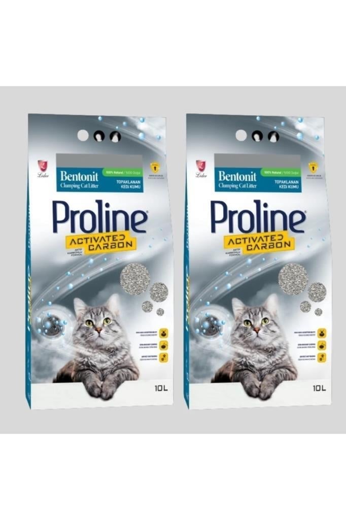 PROLINE Aktif Karbonlu Topaklanan Bentonit Kedi Kumu 10 Lt x 2 Adet
