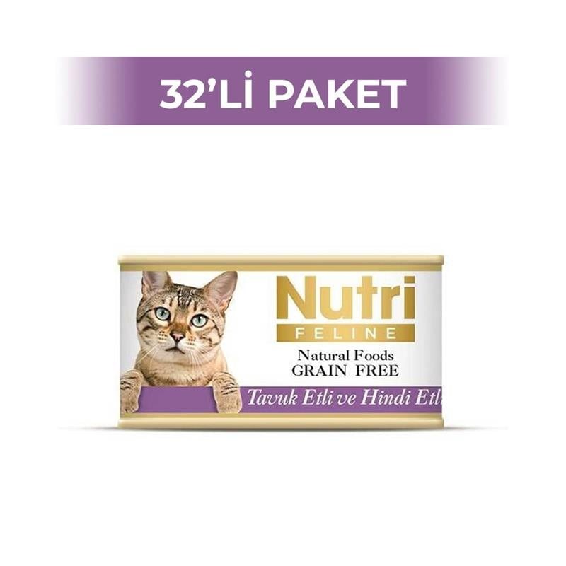 NUTRI FELINE Tahılsız Tavuklu ve Hindili Yetişkin Kedi Konservesi 85 Gr