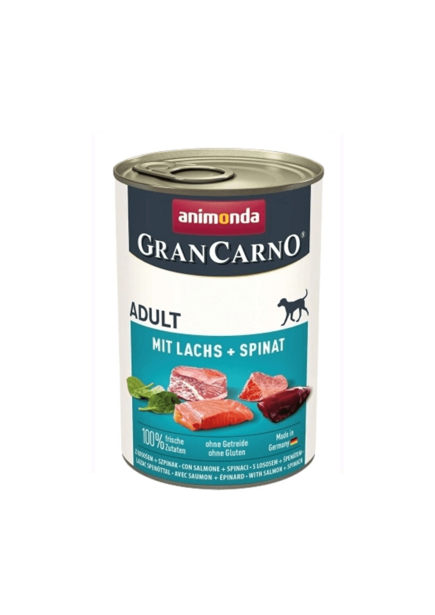 ANIMONDA Gran Carno Sığır Etli Ispanaklı ve Somonlu Yetişkin Köpek Konservesi 400gr
