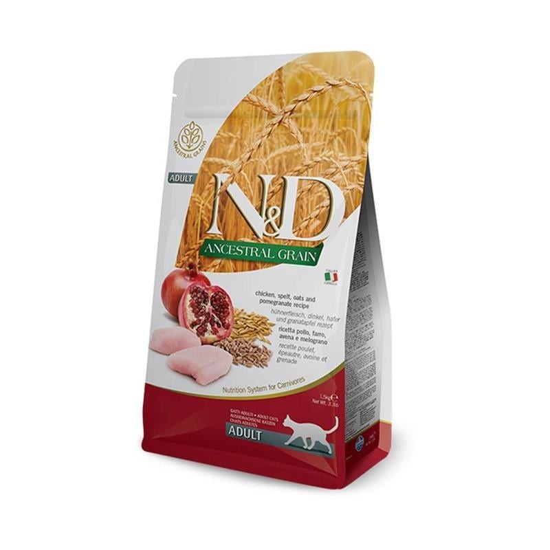 N&D Ancestral Grain Düşük Tahıllı Tavuklu ve Narlı Yetişkin Kedi Maması 5 Kg
