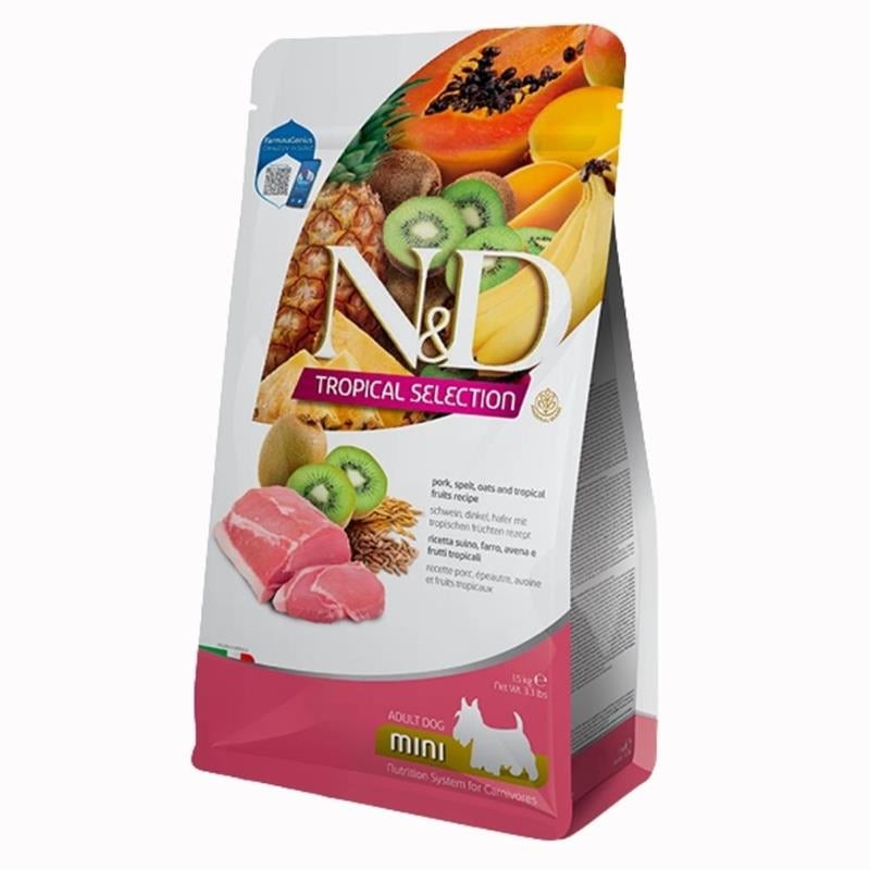 N&D Tropical Selection Domuzlu ve Kivili Mini Irk Yetişkin Köpek Maması 1,5 Kg