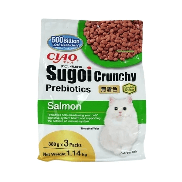 CIAO SUGOI Crunchy Somonlu Prebiotik Kedi Maması 380 Gr x 3 Paket (1,14 Kg)