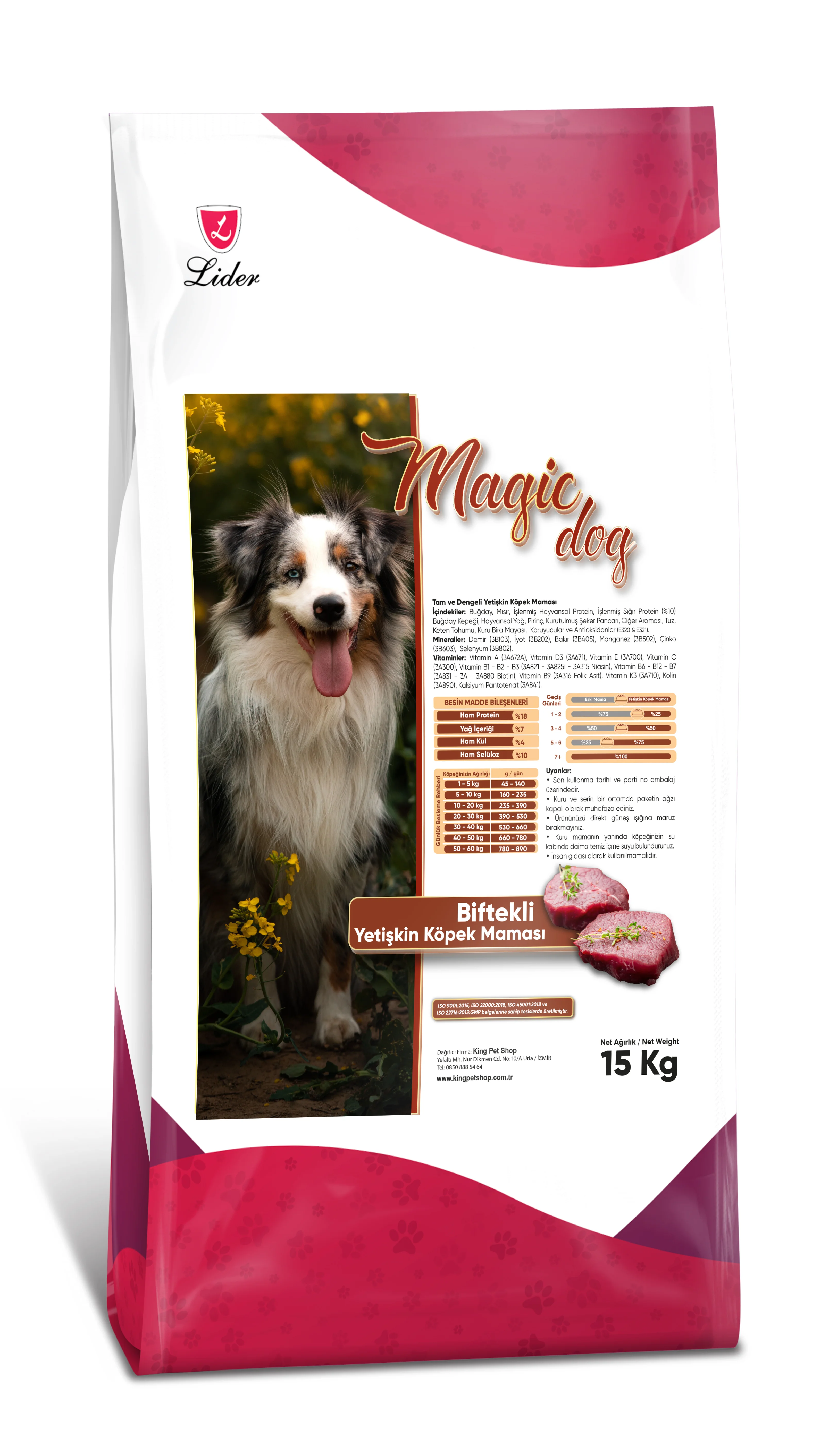 MAGIC DOG Biftekli Yetişkin Köpek Maması 15 Kg Yeni Paket