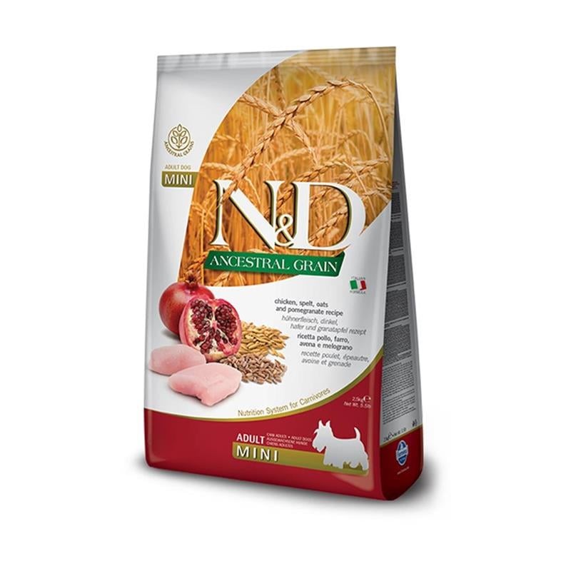 N&D Düşük Tahıllı Tavuklu ve Narlı Küçük Irk Yetişkin Köpek Maması 2,5 Kg