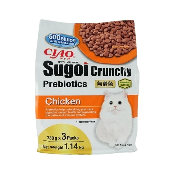 CIAO SUGOI Crunchy Tavuklu Prebiotik Kedi Maması 380 Gr x 3 Paket (1,14 Kg)