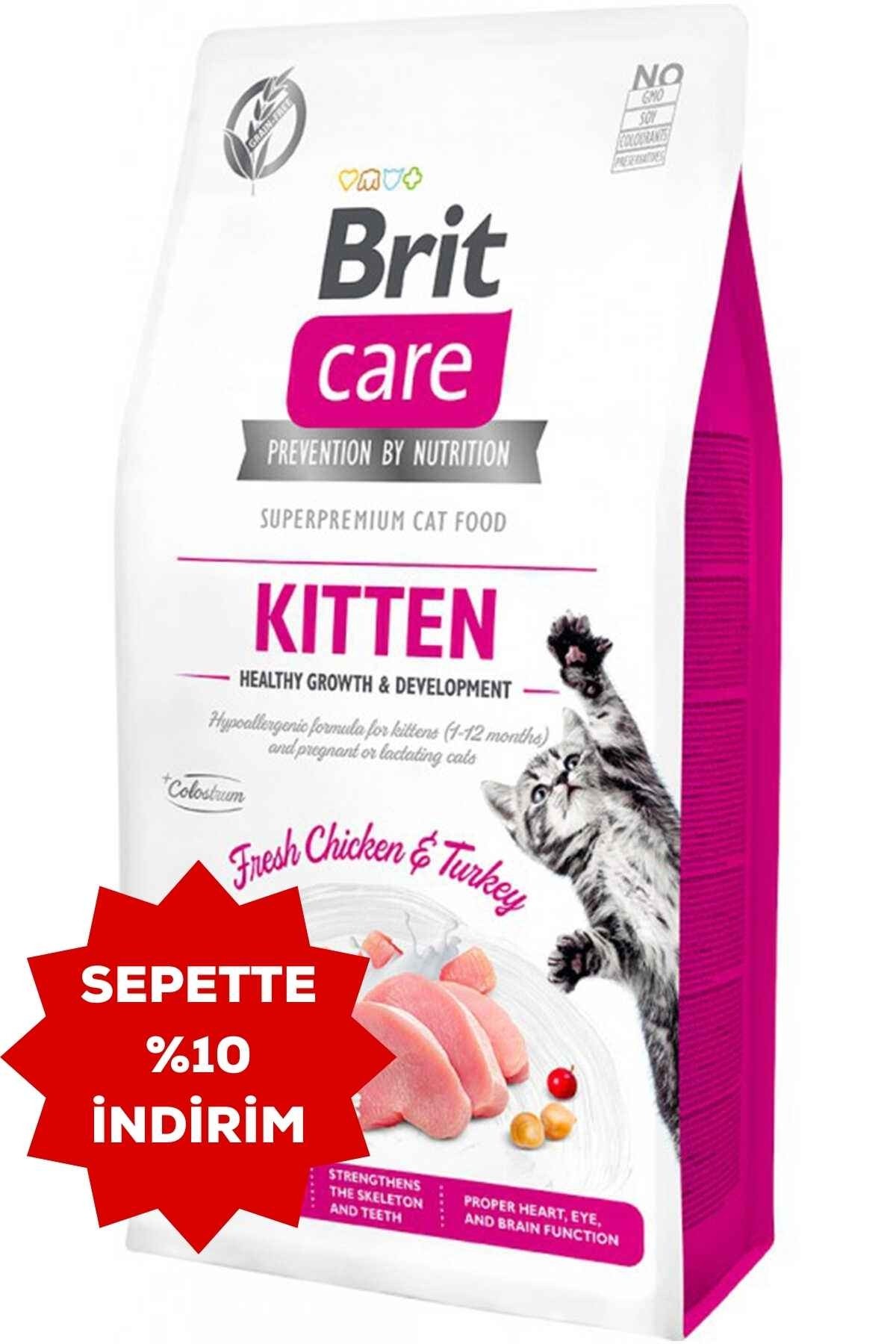 BRIT CARE Healthy Growth Kitten Tavuklu ve Hindili Tahılsız Hipoalerjenik Yavru Kedi Maması 2 Kg