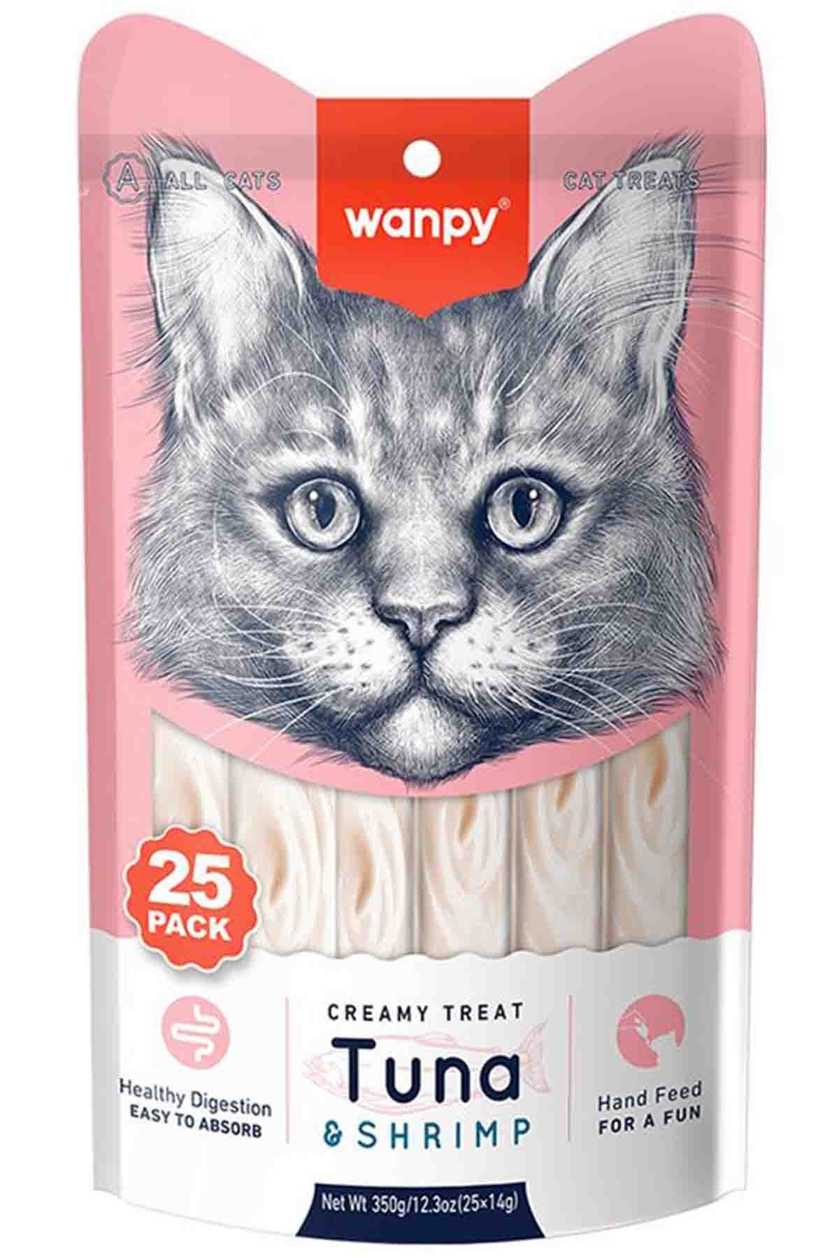 WANPY Ton Balıklı ve Karidesli Krema Yetişkin Kedi Ödül Maması  25x14 Gr