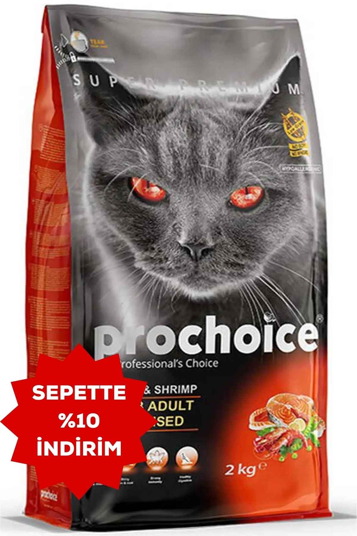 PRO CHOICE 33 Düşük Tahıllı Somonlu ve Karidesli Kısırlaştırılmış Kedi Maması 2 Kg