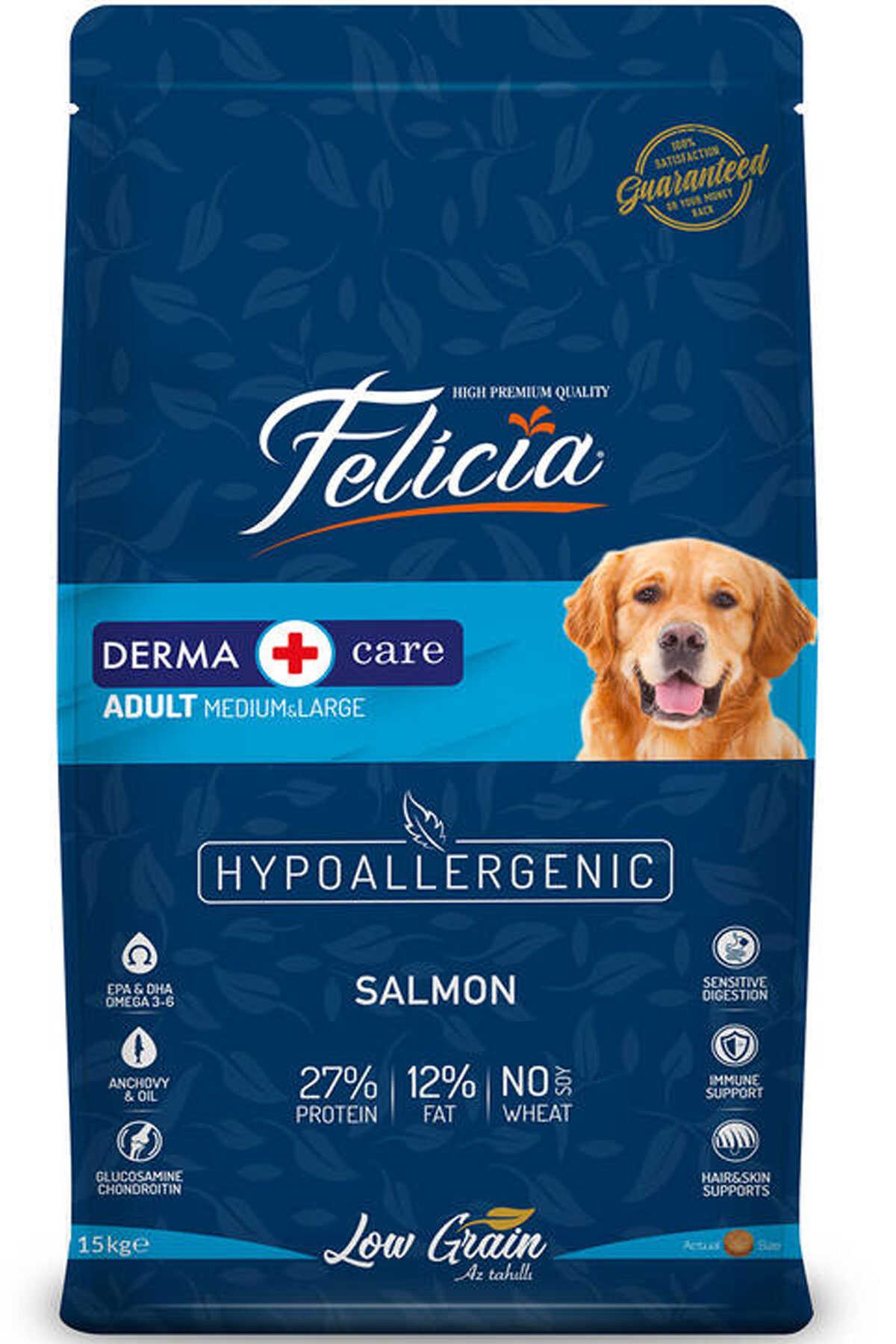 FELICIA Yetişkin Somonlu Medium Large Az Tahıllı Köpek Maması 15 Kg