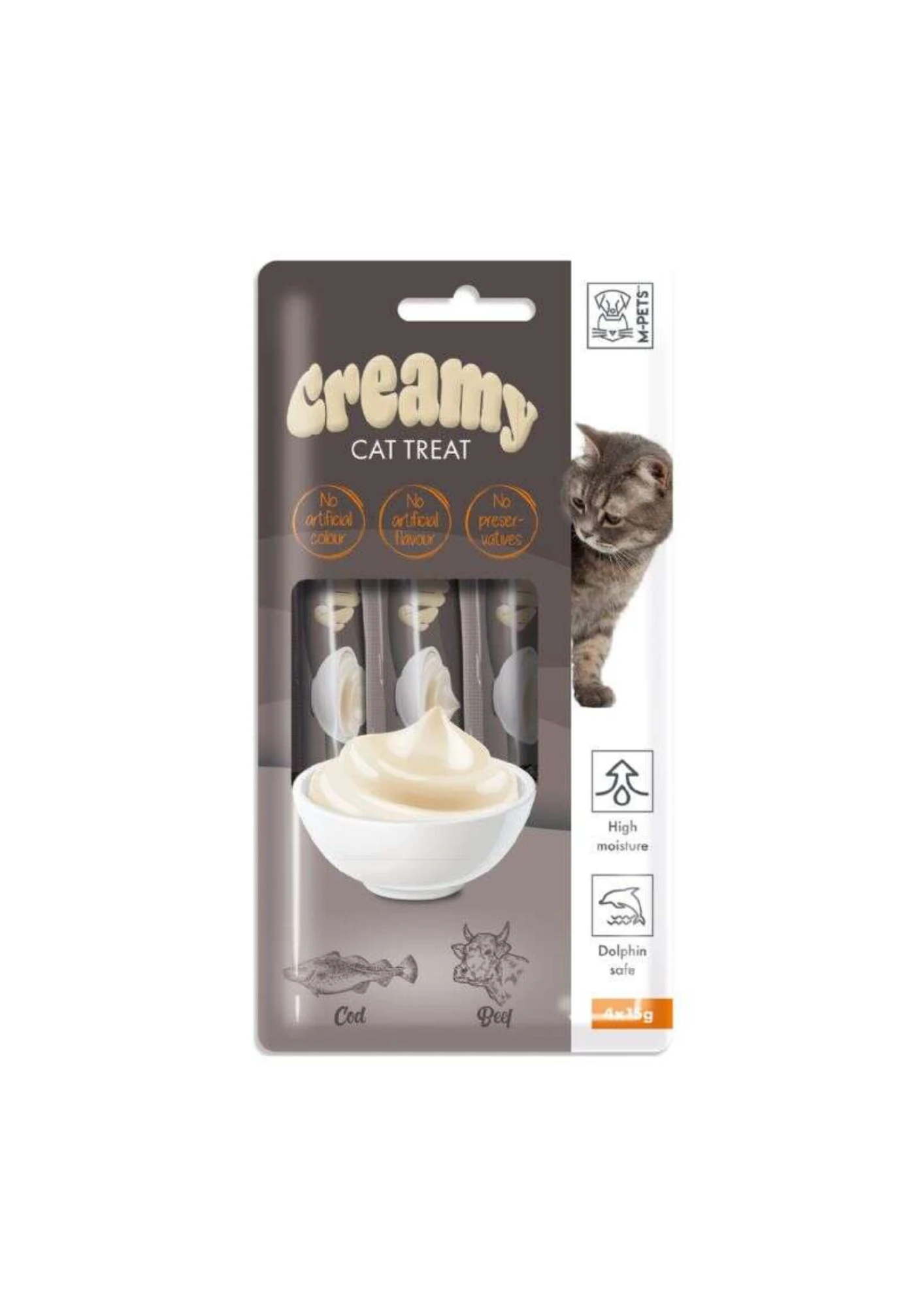 M-PETS Creamy Morina Balıklı Biftekli Kedi Ödülü 4X15 Gr