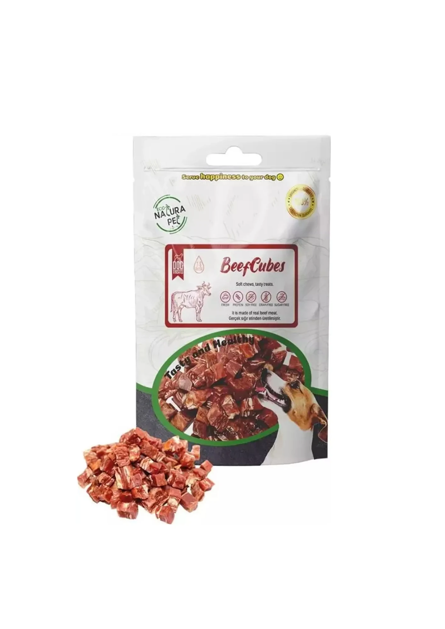 ECO NATURA Pet Beef Cubes Yumuşak Biftekli Küp Köpek Ödülü 100 Gr