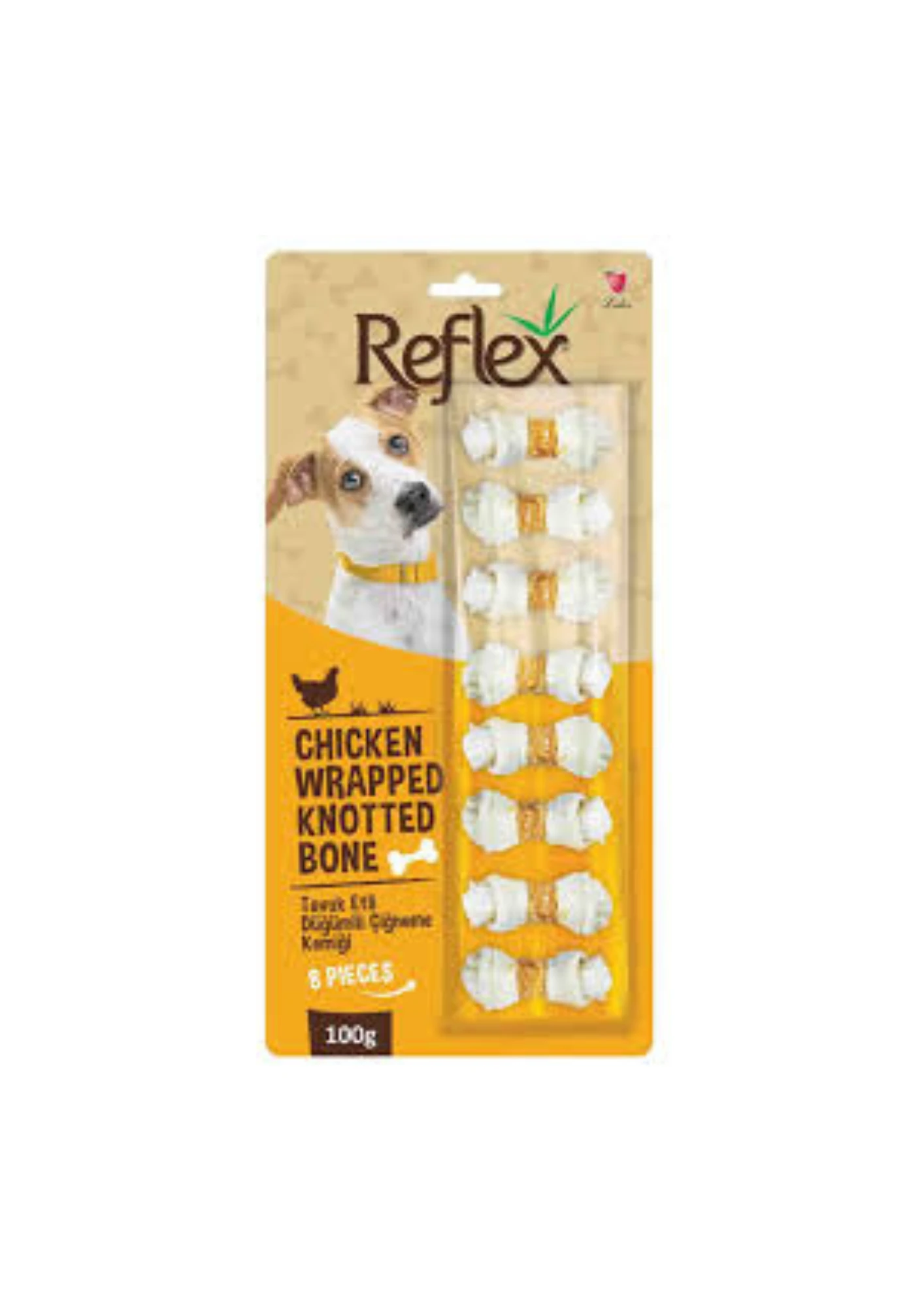 REFLEX Tavuk Etli Düğümlü Kemik 8li 100 Gr