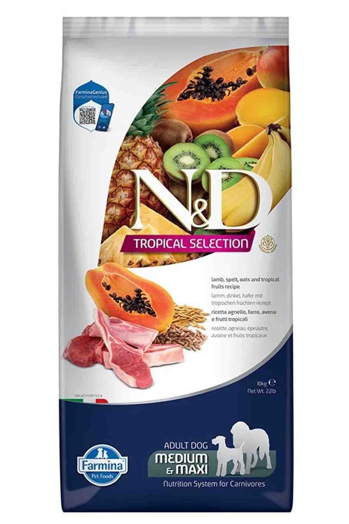N&D Tropical Selection Kuzulu ve Tropikal Meyveli Orta ve Büyük Irk Yetişkin Köpek Maması 10 Kg
