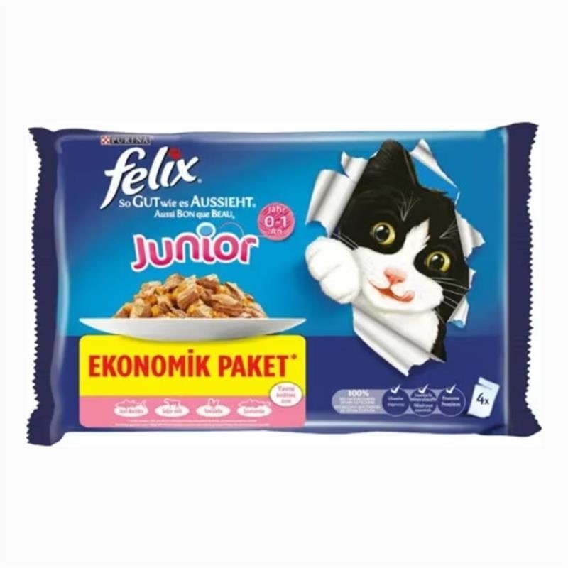 FELIX Multipack Sığır ve Tavuk Etli Yavru Kedi Yaş Maması 4x85gr