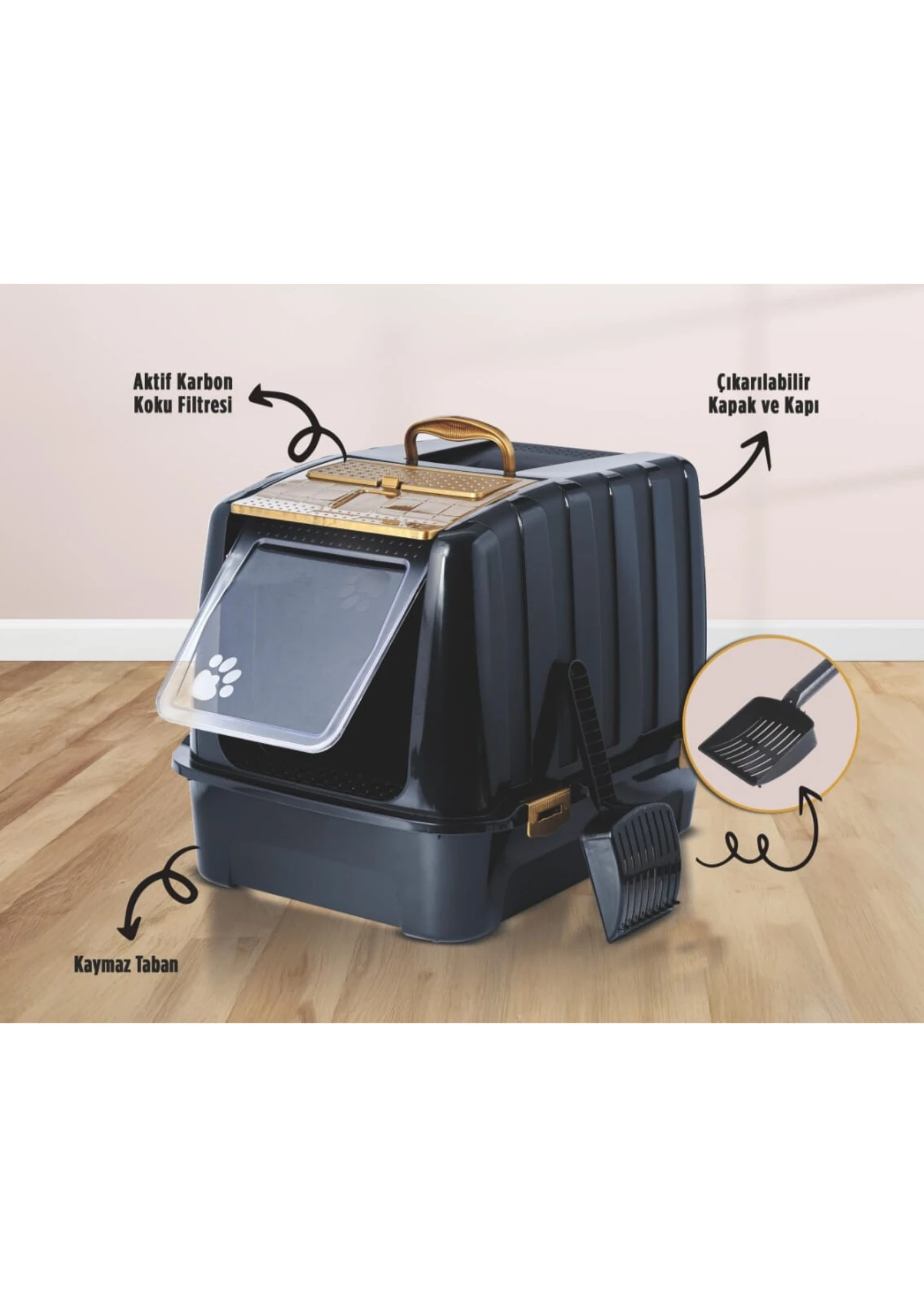 REFLEX KAPALI KEDİ TUVALETİ 37*38*50cm