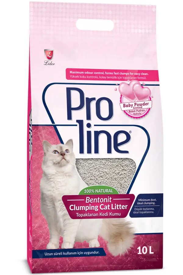 PROLINE Bebek Pudralı Topaklanan Bentonit Kedi Kumu 10 Lt
