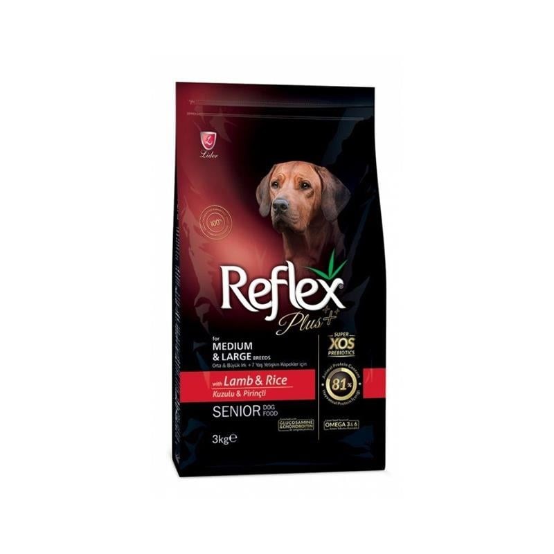 REFLEX Plus Kuzu Pirinç Orta Büyük Irk Yaşlı Köpek Maması 3 KG