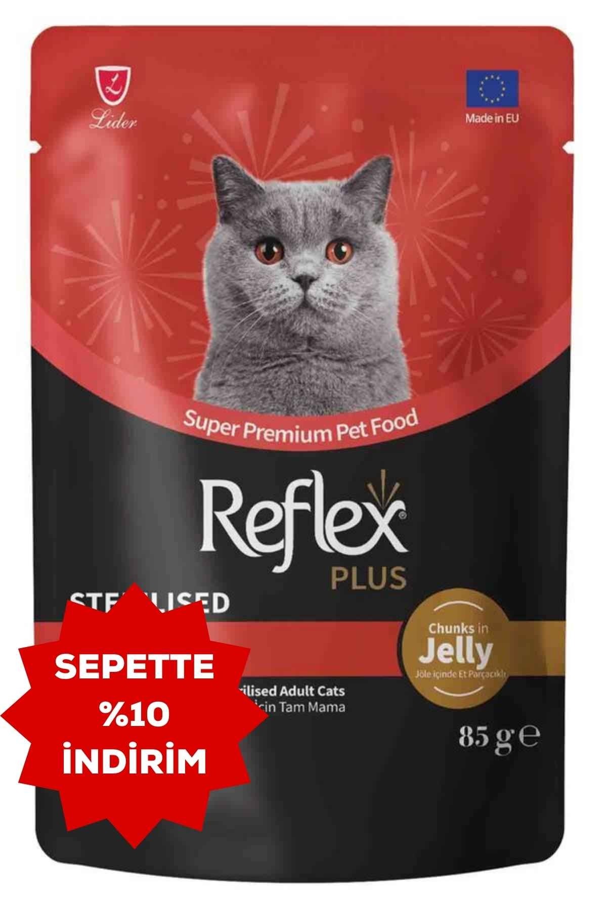 REFLEX PLUS Jole İçinde Et Parçacıklı Biftekli Kısırlaştırılmış Yetişkin Kedi Yaş Maması 85gr